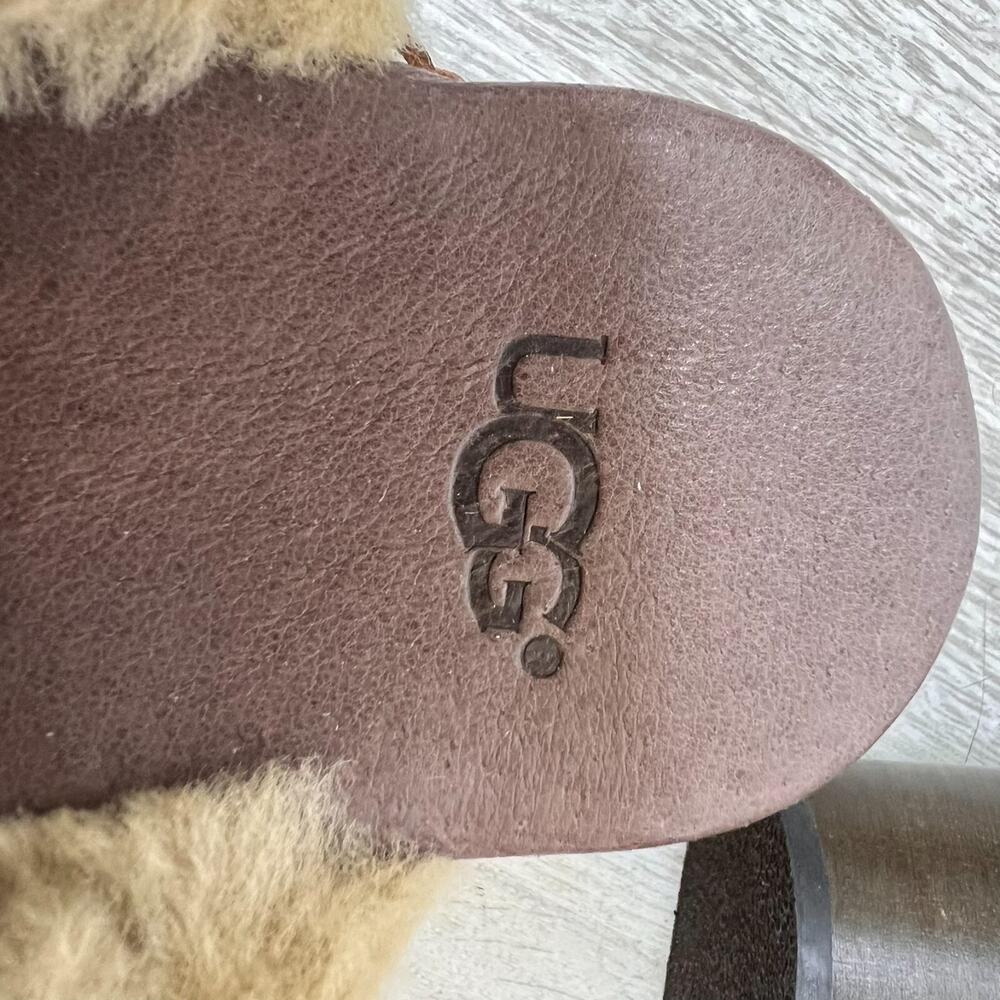 UGG Shoes Womens Size 5 1/2 - 6 Kassi High Heel Leather Clog Mule Sheepskin - Picture 13 of 14